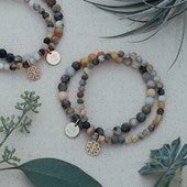Stackem Up Bracelets - bamboo leaf agate