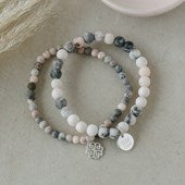 Stackem Up Bracelets - pink zebra jasper